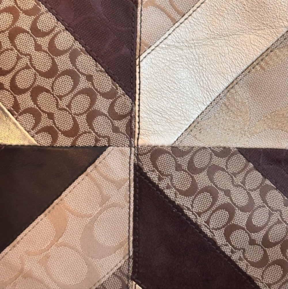 Coach Chevron Suede Multicolor Patchwork Shoulder… - image 2